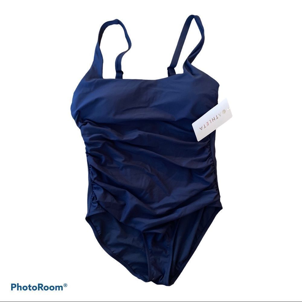 Athleta Square Neck One Piece NWT Small Petite (Navy) Dress Blue​